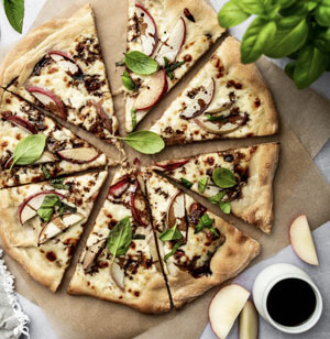 Peach Basil Balsamic Pizza